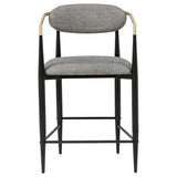 Tina Open-Back Counter Height Chairs, Set of 2 - Dark Grey Linen-Like Seats on Black Metal Base – view 4