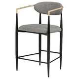 Tina Open-Back Counter Height Chairs, Set of 2 - Dark Grey Linen-Like Seats on Black Metal Base – view 5