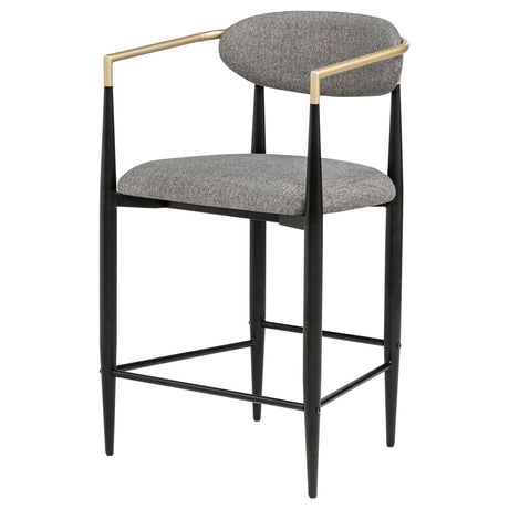 Tina Open-Back Counter Height Chairs, Set of 2 - Dark Grey Linen-Like Seats on Black Metal Base – view 5