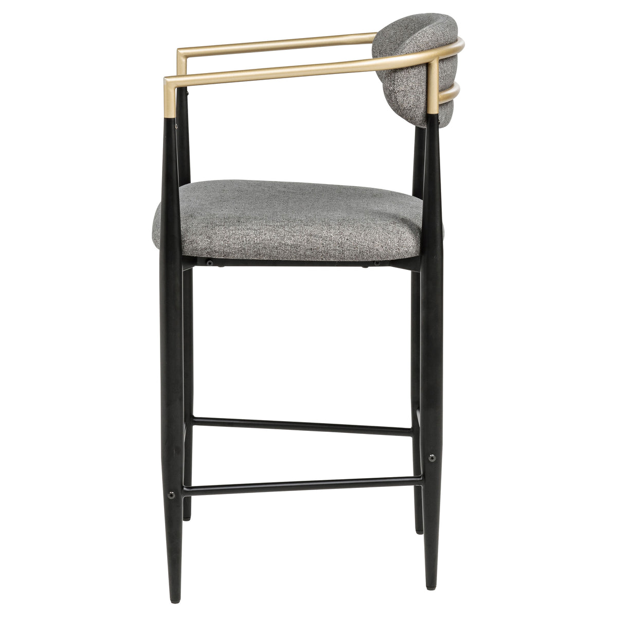 Tina Open-Back Counter Height Chairs, Set of 2 - Dark Grey Linen-Like Seats on Black Metal Base – view 6