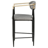 Tina Open-Back Counter Height Chairs, Set of 2 - Dark Grey Linen-Like Seats on Black Metal Base – view 6