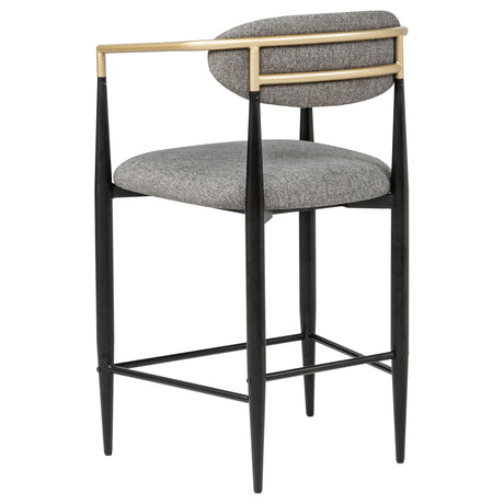 Tina Open-Back Counter Height Chairs, Set of 2 - Dark Grey Linen-Like Seats on Black Metal Base – view 7