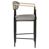 Tina Open-Back Counter Height Chairs, Set of 2 - Dark Grey Linen-Like Seats on Black Metal Base – view 9
