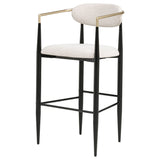 Tina Mid-Century Bar Stools, Set of 2 - Beige Upholstery with Gold Arms & Black Metal Base – view 5
