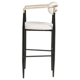 Tina Mid-Century Bar Stools, Set of 2 - Beige Upholstery with Gold Arms & Black Metal Base – view 6