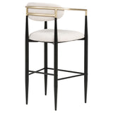 Tina Mid-Century Bar Stools, Set of 2 - Beige Upholstery with Gold Arms & Black Metal Base – view 8