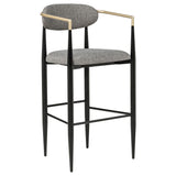 Tina Upholstered Bar Chairs (Set of 2) - Mid-Century Dark Grey with Brown Arms & Black Metal Base – view 3
