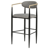 Tina Upholstered Bar Chairs (Set of 2) - Mid-Century Dark Grey with Brown Arms & Black Metal Base – view 5