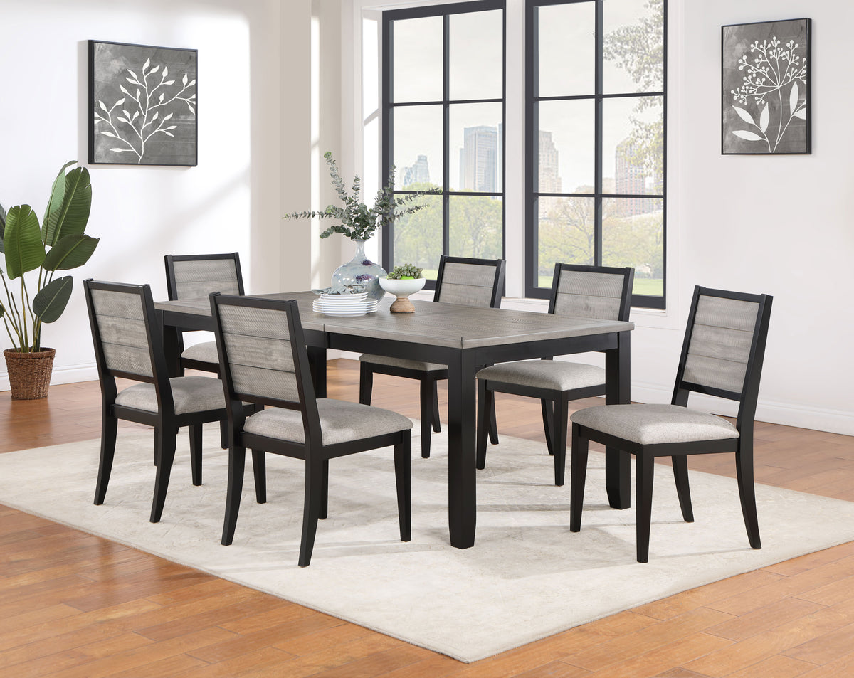 Elodie 60-78" Extension Dining Table & Sets - Two-Tone Grey & Black with Dove Grey Upholstered Chairs – view 13
