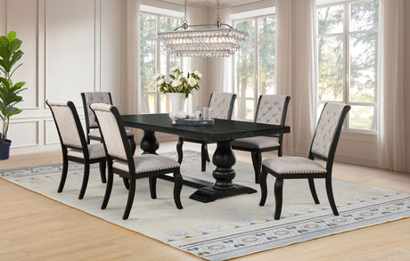 Phelps 123" Extension Dining Table & Sets - 7pcs- Table + 6 Tan Side Chairs