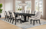 Phelps 123" Extension Dining Table & Sets - 9pcs- Table + 6 Tan Side Chairs + 2 Arm Chairs
