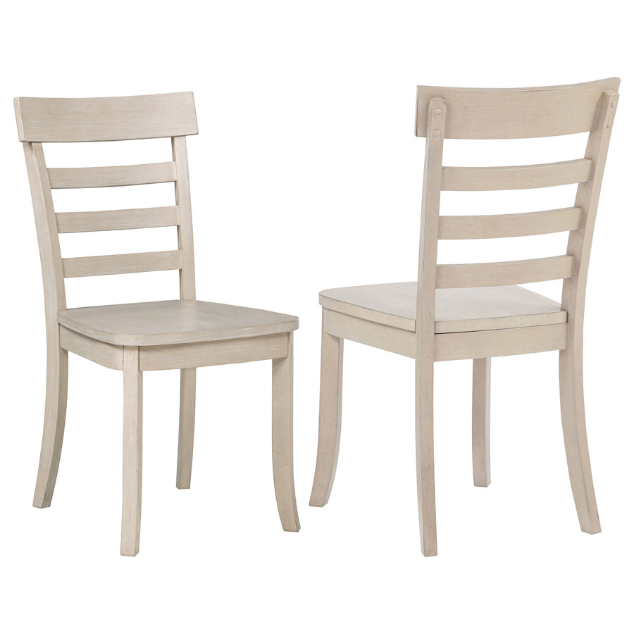 Orrison Ladder Back Dining Side Chairs - Farmhouse Wood Seat in Linen, Set of 2