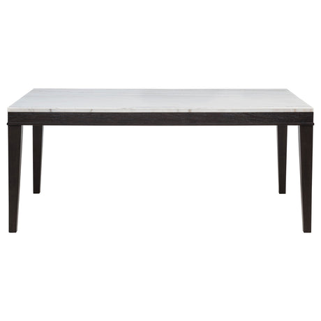Averill 72" White Marble Top Dining Table & 7-Piece Sets - Coffee Bean Base with Tan or Dark Grey Chairs – view 9
