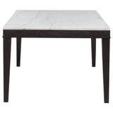 Averill 72" White Marble Top Dining Table & 7-Piece Sets - Coffee Bean Base with Tan or Dark Grey Chairs – view 11