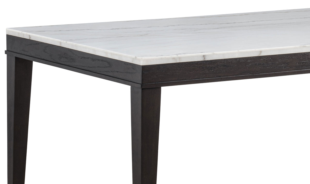 Averill 72" White Marble Top Dining Table & 7-Piece Sets - Coffee Bean Base with Tan or Dark Grey Chairs – view 15