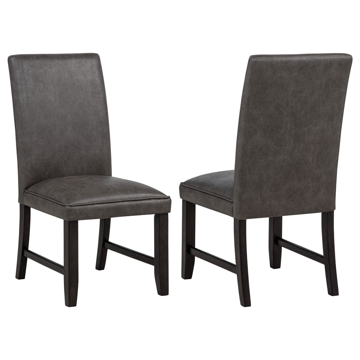 Averill 72" White Marble Top Dining Table & 7-Piece Sets - Set of 2 Side Chairs - Dark Grey