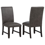 Averill 72" White Marble Top Dining Table & 7-Piece Sets - Set of 2 Side Chairs - Dark Grey