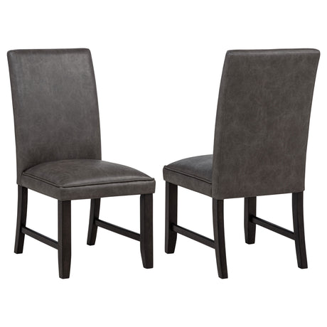 Averill 72" White Marble Top Dining Table & 7-Piece Sets - Set of 2 Side Chairs - Dark Grey