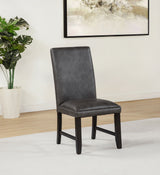 Averill 72" White Marble Top Dining Table & 7-Piece Sets - Coffee Bean Base with Tan or Dark Grey Chairs - lifestyle
