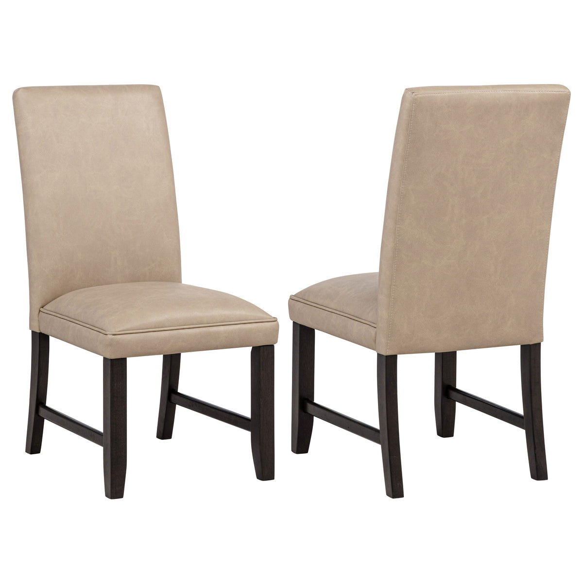 Averill 72" White Marble Top Dining Table & 7-Piece Sets - Set of 2 Side Chairs - Tan