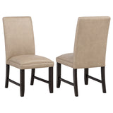 Averill 72" White Marble Top Dining Table & 7-Piece Sets - Set of 2 Side Chairs - Tan