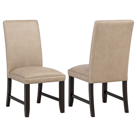Averill 72" White Marble Top Dining Table & 7-Piece Sets - Set of 2 Side Chairs - Tan