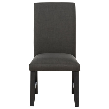 Berning Upholstered Parson Dining Chairs (Set of 2) - Tall Curved Back in Salmon or Charcoal with Coffee Bean Legs – view 9