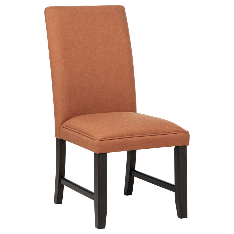 Berning Upholstered Parson Dining Chairs (Set of 2) - Tall Curved Back in Salmon or Charcoal with Coffee Bean Legs