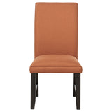 Berning Upholstered Parson Dining Chairs (Set of 2) - Tall Curved Back in Salmon or Charcoal with Coffee Bean Legs – view 3