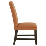 Berning Upholstered Parson Dining Chairs (Set of 2) - Tall Curved Back in Salmon or Charcoal with Coffee Bean Legs – view 4