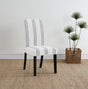 Herran Upholstered Dining Side Chairs (Set of 2) - Beige Linen-Look with Blue Stripes & Black Frame – view 1
