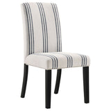 Herran Upholstered Dining Side Chairs (Set of 2) - Beige Linen-Look with Blue Stripes & Black Frame – view 3