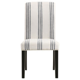 Herran Upholstered Dining Side Chairs (Set of 2) - Beige Linen-Look with Blue Stripes & Black Frame – view 4