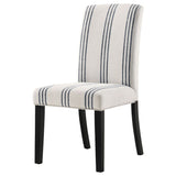 Herran Upholstered Dining Side Chairs (Set of 2) - Beige Linen-Look with Blue Stripes & Black Frame – view 5