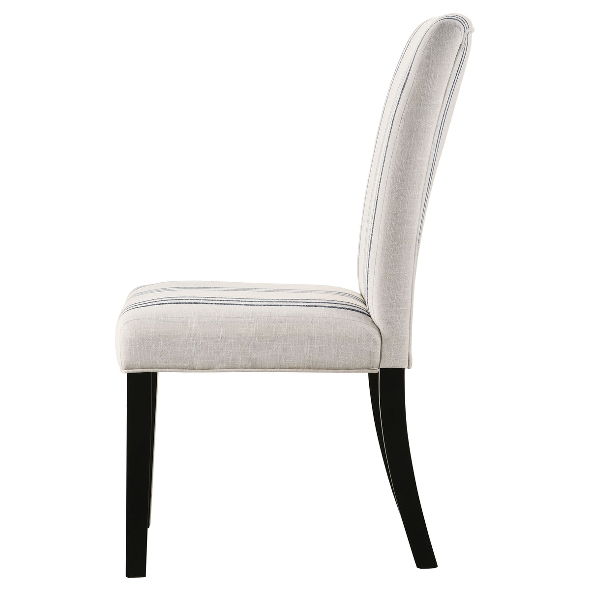 Herran Upholstered Dining Side Chairs (Set of 2) - Beige Linen-Look with Blue Stripes & Black Frame – view 6