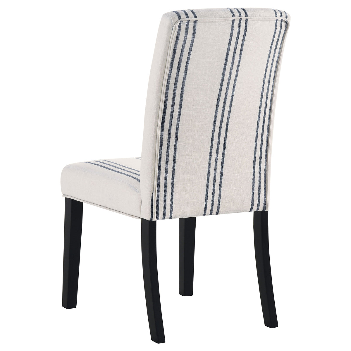 Herran Upholstered Dining Side Chairs (Set of 2) - Beige Linen-Look with Blue Stripes & Black Frame – view 7