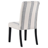 Herran Upholstered Dining Side Chairs (Set of 2) - Beige Linen-Look with Blue Stripes & Black Frame – view 7