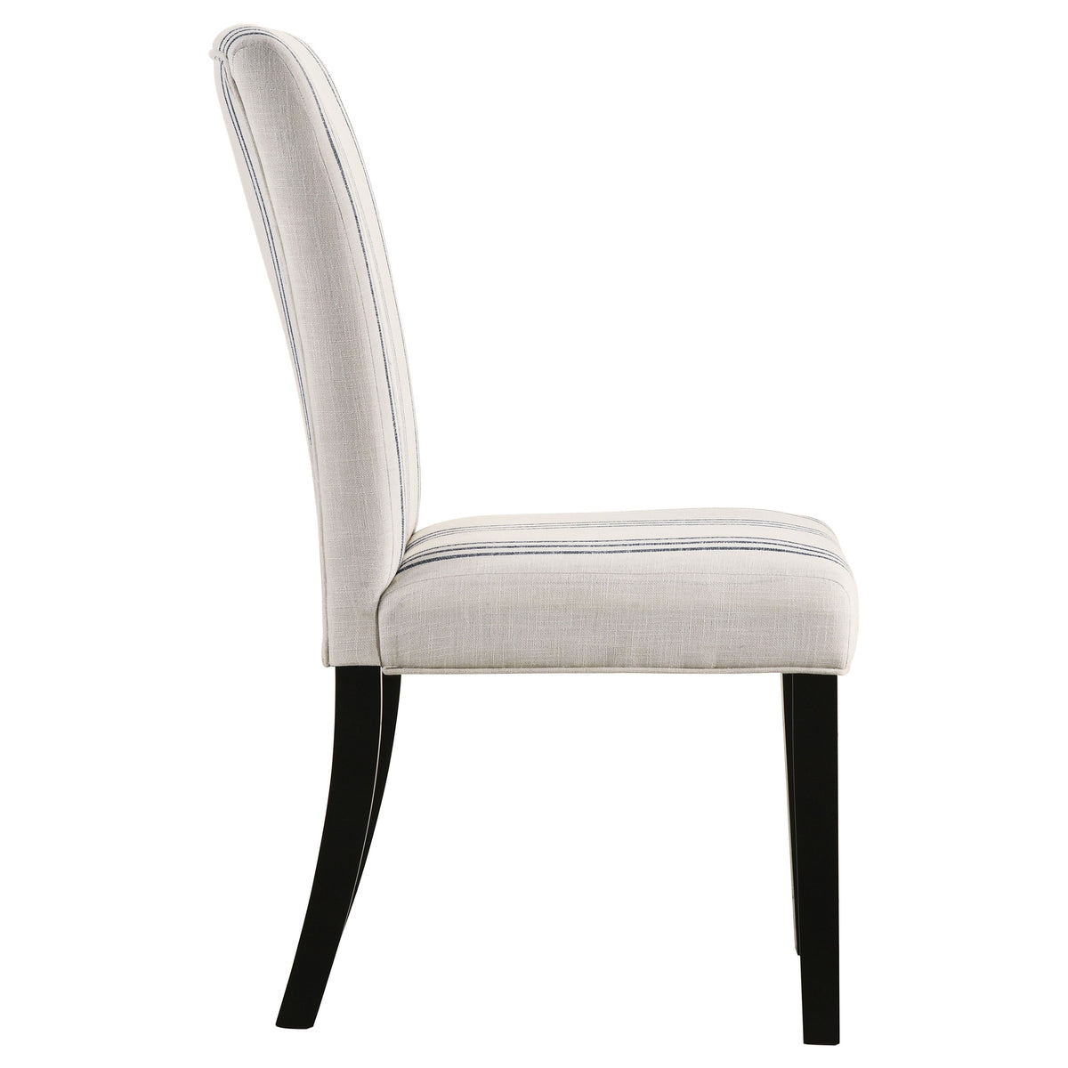 Herran Upholstered Dining Side Chairs (Set of 2) - Beige Linen-Look with Blue Stripes & Black Frame – view 9
