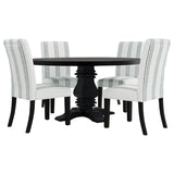 Herran Upholstered Dining Side Chairs (Set of 2) - Beige Linen-Look with Blue Stripes & Black Frame – view 14