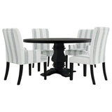 Herran Upholstered Dining Side Chairs (Set of 2) - Beige Linen-Look with Blue Stripes & Black Frame – view 16