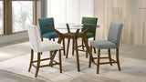 Paxton Counter Height Dining Set - 5pcs- Glass Top Table + 4 Beige Counter Chairs