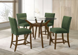 Paxton Counter Height Dining Set - 5pcs- Glass Top Table + 4 Green Counter Chairs