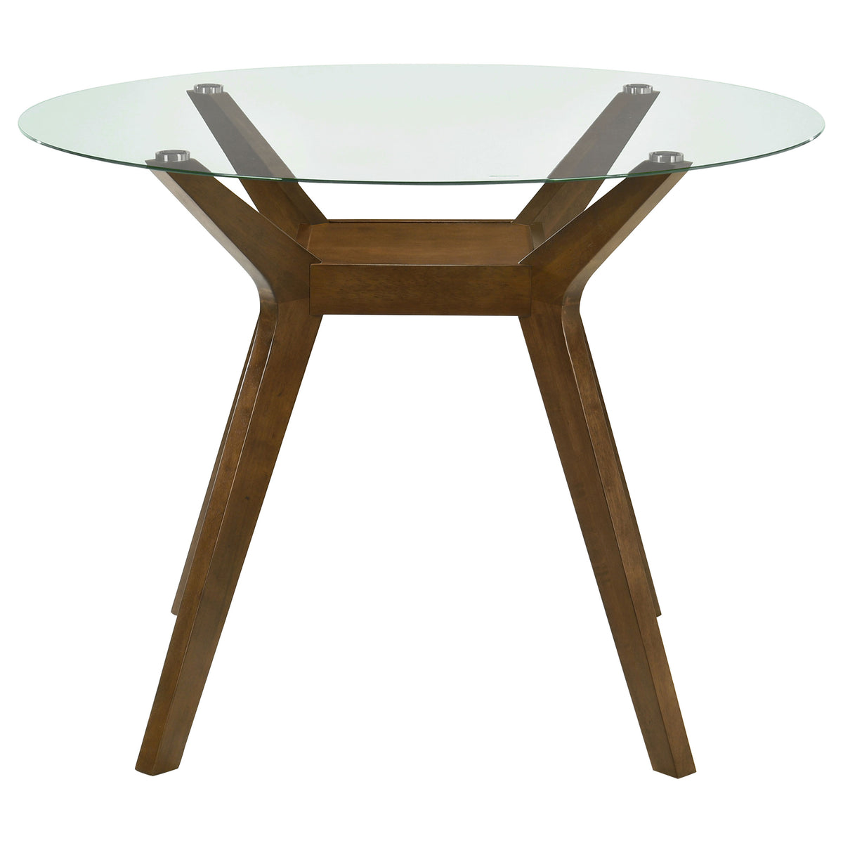 Paxton Counter Height Dining Set - 48" Round Glass Top, Angular Brown Wood Base & Upholstered Chairs – view 16