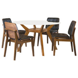 Paxton 48" Round Glass Top Dining Table & 5-Piece Set - Mid-Century Boomerang Base in Brown – view 14