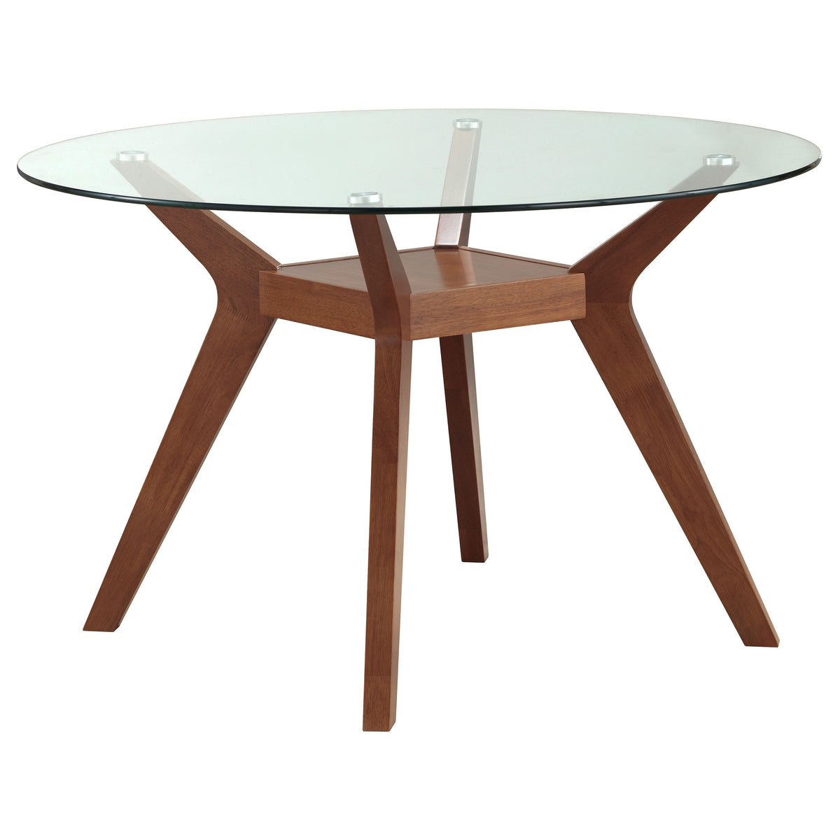 Paxton 48" Round Glass Top Dining Table & 5-Piece Set - Mid-Century Boomerang Base in Brown – view 15