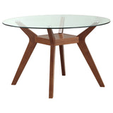 Paxton 48" Round Glass Top Dining Table & 5-Piece Set - Mid-Century Boomerang Base in Brown – view 15