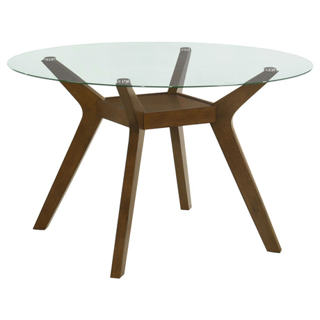 Paxton 48" Round Glass Top Dining Table & 5-Piece Set - 48" Round Glass Top Table