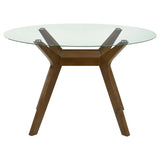 Paxton 48" Round Glass Top Dining Table & 5-Piece Set - Mid-Century Boomerang Base in Brown – view 5