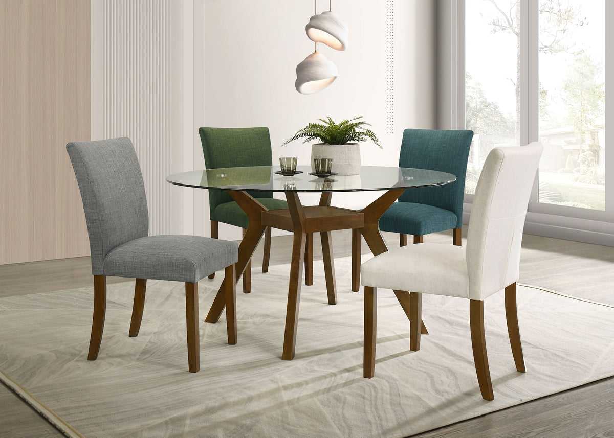 Paxton 48" Round Glass Top Dining Table & 5-Piece Set - Mid-Century Boomerang Base in Brown – view 9