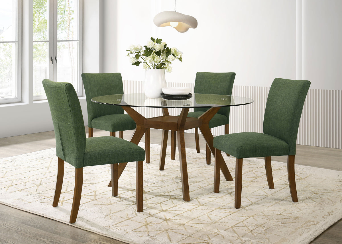 Paxton 48" Round Glass Top Dining Table & 5-Piece Set - Mid-Century Boomerang Base in Brown – view 11